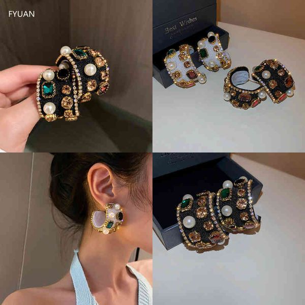 earrings charm vintage colorful crystal pearl hoop geometric white black for women statement jewelry 220122, Golden
earrings charm vintage colorful crystal pearl hoop geometric white black for women statement jewelry 220122, Golden
