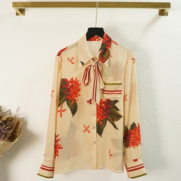 women's blouses & shirts floral printing designer bowtie 2021 high spring quality 100% silk c812, White
women's blouses & shirts floral printing designer bowtie 2021 high spring quality 100% silk c812, White