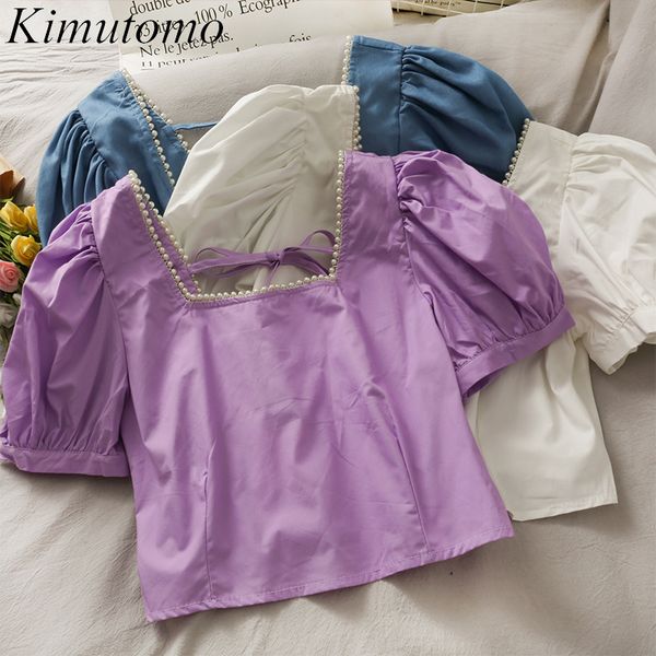 kimutomo korean chic blouse women sweet square collar lace-up short puff sleeve summer fashion shirt elegant casual 210521, White
kimutomo korean chic blouse women sweet square collar lace-up short puff sleeve summer fashion shirt elegant casual 210521, White