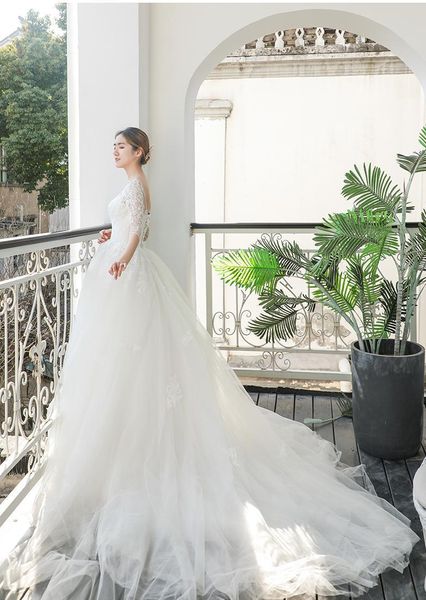 2022 gorgeous wedding dresses bridal ball gown scoop neck satin lace applique 3/4 long sleeves sweep trainparty gowns vestido de novia custo, White
2022 gorgeous wedding dresses bridal ball gown scoop neck satin lace applique 3/4 long sleeves sweep trainparty gowns vestido de novia custo, White