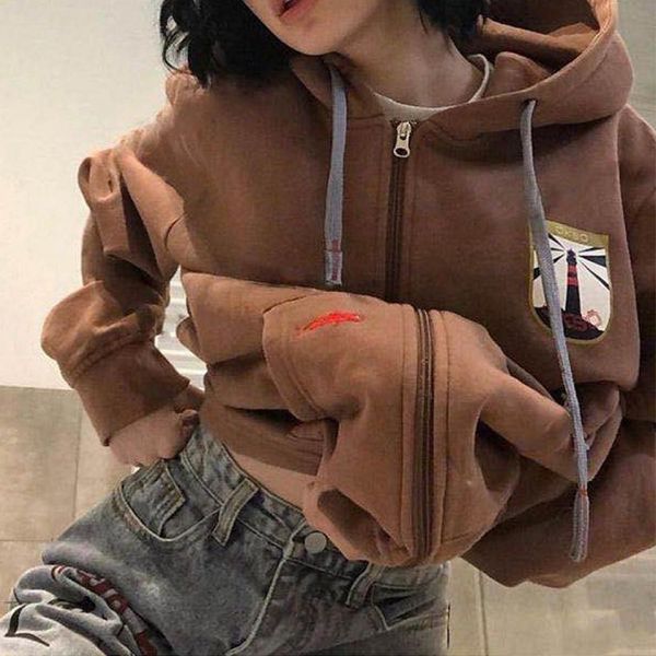 women's hoodies & sweatshirts outono feminino zip-up streetwear y2k brown goth grunge oversized moletom com capuz bordado hip-hop haraj, Black
women's hoodies & sweatshirts outono feminino zip-up streetwear y2k brown goth grunge oversized moletom com capuz bordado hip-hop haraj, Black