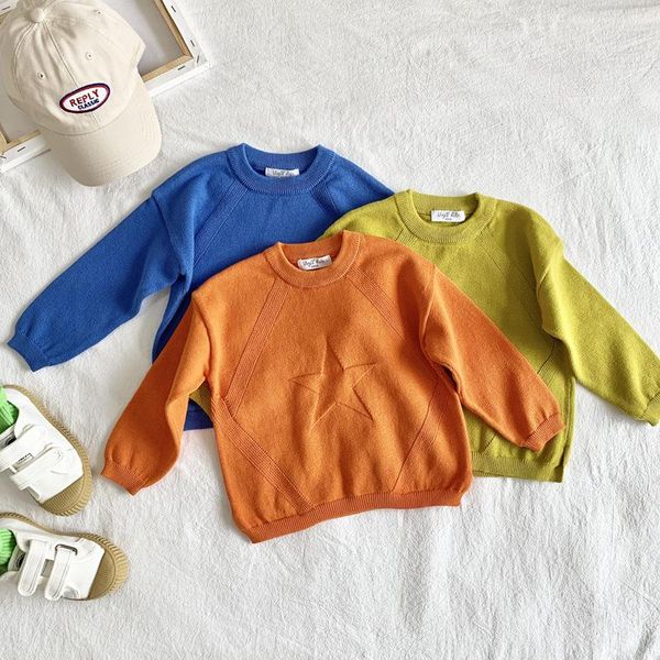 baby sweater children stars pattern knitting sweaters girl boy clothes fashion cute toddler autumn pullover costumes cardigan, Blue