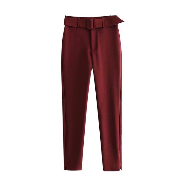 women's pants & capris women solid fashion pencil with belt pleated pockets casual trousers split wine red long length bottoms female r, Black;white
women's pants & capris women solid fashion pencil with belt pleated pockets casual trousers split wine red long length bottoms female r, Black;white