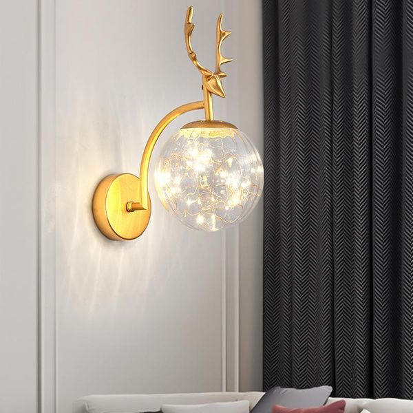 wall lamp creative gold/black antlers bedroom living room asile stair background led light cognac clear glass shade
wall lamp creative gold/black antlers bedroom living room asile stair background led light cognac clear glass shade