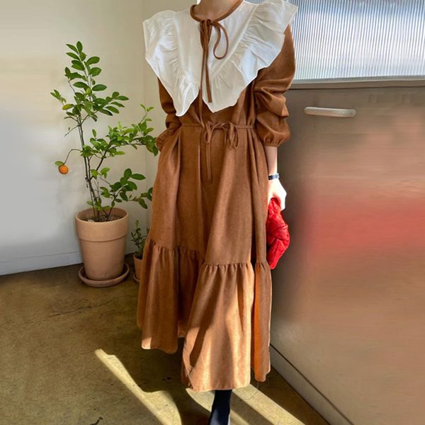 casual dresses spring female loose peter pan collar panelled long sleeve minimalist lace up pleated ruffles dress 8q812 hdic, Black;gray
casual dresses spring female loose peter pan collar panelled long sleeve minimalist lace up pleated ruffles dress 8q812 hdic, Black;gray