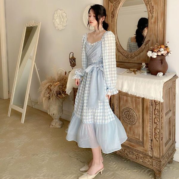 sleeved sleeves ruffled for party ladies'fashionable autumn stylish french plaid chiffon sweet dress, Black;gray
sleeved sleeves ruffled for party ladies'fashionable autumn stylish french plaid chiffon sweet dress, Black;gray