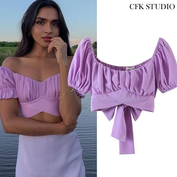 women's blouses & shirts 2021slash neck bow back blouse holiday style light violet backless women short summer solid color chiffon, White
women's blouses & shirts 2021slash neck bow back blouse holiday style light violet backless women short summer solid color chiffon, White