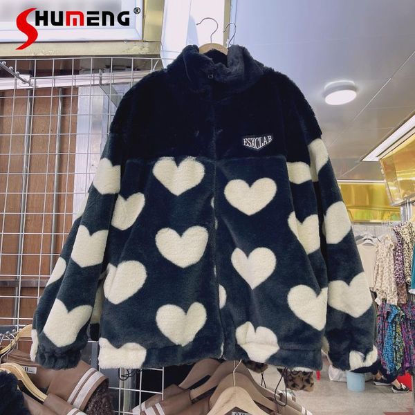 women's fur & faux winter plush coat 2021 fall korean fashion loose cashmere lovely furry jackets for women oversized, Black 
women's fur & faux winter plush coat 2021 fall korean fashion loose cashmere lovely furry jackets for women oversized, Black