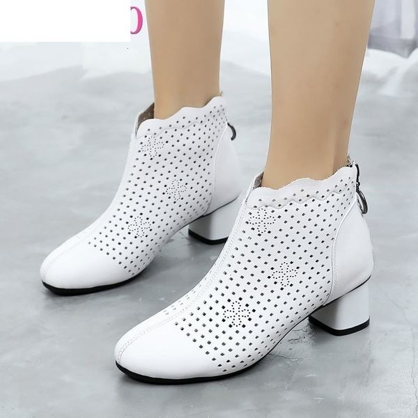 boots 2021 summer ankle genuine leather shoes women med high heel back zipper cutout breathable mujer zapatos 5maa, Black
boots 2021 summer ankle genuine leather shoes women med high heel back zipper cutout breathable mujer zapatos 5maa, Black
