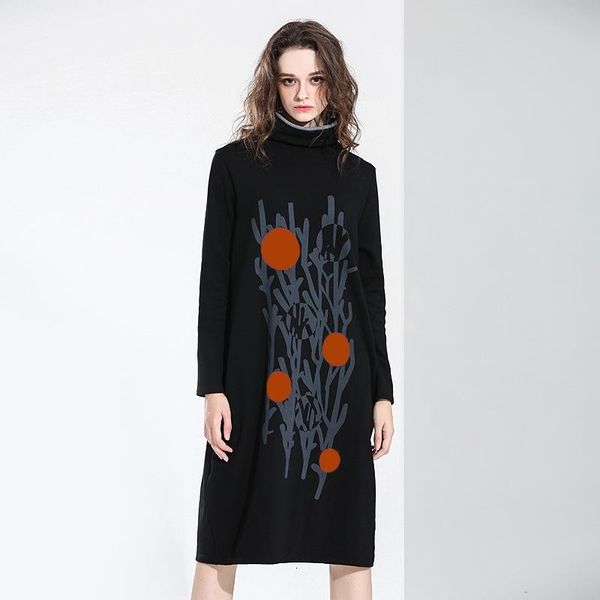 casual dresses fashion tide autumn and winter contrast color high collar print long knee-length loose dress female pb735, Black;gray
casual dresses fashion tide autumn and winter contrast color high collar print long knee-length loose dress female pb735, Black;gray