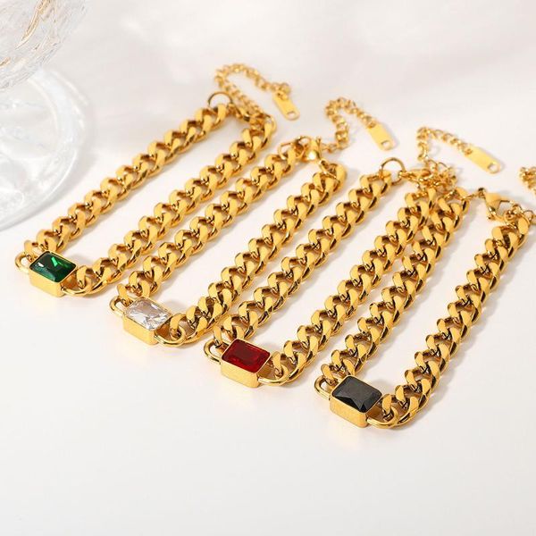 charm bracelets trendy stainless steel chunky chain choker bold necklaces for women girl cuban link black square pendant, Golden;silver
charm bracelets trendy stainless steel chunky chain choker bold necklaces for women girl cuban link black square pendant, Golden;silver