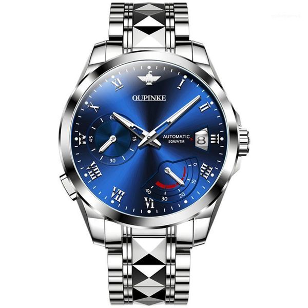 fashion trend automatic mechanical movement men's watch tungsten steel waterproof proof luminous wristwatches, Slivery;brown
fashion trend automatic mechanical movement men's watch tungsten steel waterproof proof luminous wristwatches, Slivery;brown