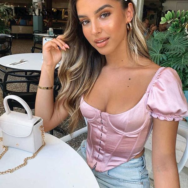 missakso women satin crop streetwear single breasted short sleeve ladies bustier fashion summer tunic shirt 210625, White
missakso women satin crop streetwear single breasted short sleeve ladies bustier fashion summer tunic shirt 210625, White