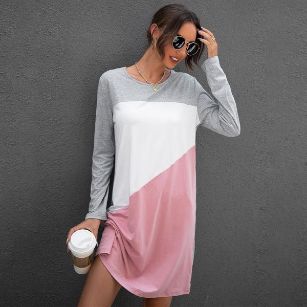 casual dresses fall long sleeve solid mini tee dress women o neck patchwork loose 2021 fashion autumn ladies clothes vestidos, Black;gray
casual dresses fall long sleeve solid mini tee dress women o neck patchwork loose 2021 fashion autumn ladies clothes vestidos, Black;gray