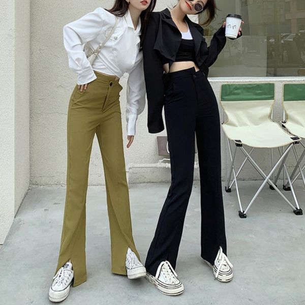 women's pants & capris 2021 spring summer women irregular split high waist bell-bottomed wild ankle-length trousers e736, Black;white
women's pants & capris 2021 spring summer women irregular split high waist bell-bottomed wild ankle-length trousers e736, Black;white