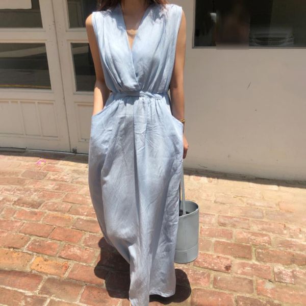 casual dresses women summer blue long tank dress 2021 deep v neck high waist drawstring waistbelt a-line maxi sundress, Black;gray
casual dresses women summer blue long tank dress 2021 deep v neck high waist drawstring waistbelt a-line maxi sundress, Black;gray