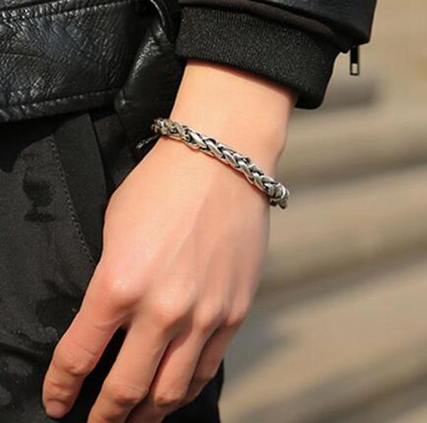 link, chain fashion trend metal braided twisted bracelet men's personality hip-hop rock casual banquet party jewelry gift, Black
link, chain fashion trend metal braided twisted bracelet men's personality hip-hop rock casual banquet party jewelry gift, Black