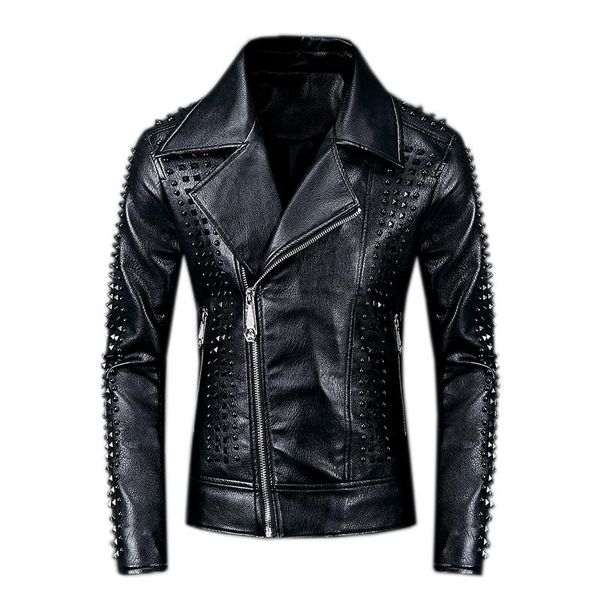 men's fur & faux leather jacket fashion personality rivet good quality pu youth men motorcycle coats, Black
men's fur & faux leather jacket fashion personality rivet good quality pu youth men motorcycle coats, Black