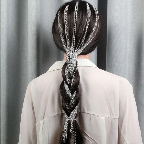 women girls cool silver punk hair extension clip ponytail chain pins street club headdress party carnival favor
women girls cool silver punk hair extension clip ponytail chain pins street club headdress party carnival favor