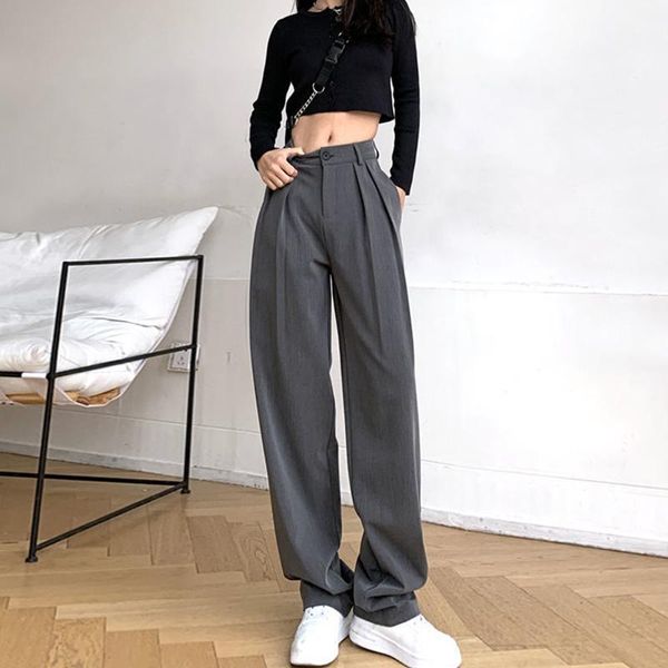 women's pants & capris spring and summer black gray loose straight high waist wide leg pant pocket casual streetwear trousers female, Black;white
women's pants & capris spring and summer black gray loose straight high waist wide leg pant pocket casual streetwear trousers female, Black;white