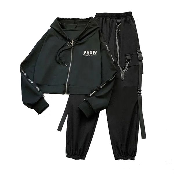 spring chain cargo pants female 2 piece hooded sweatshirt+jogger letter printed black set wemon 210915, Black;white
spring chain cargo pants female 2 piece hooded sweatshirt+jogger letter printed black set wemon 210915, Black;white