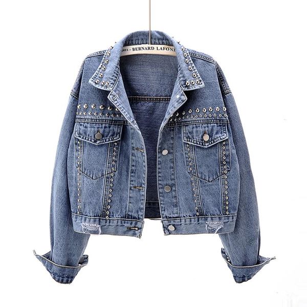women's jackets women denim jacket spring autumn long sleeve rivet pockets jeans casual large size loose harajuku punk bomber coat, Black;brown
women's jackets women denim jacket spring autumn long sleeve rivet pockets jeans casual large size loose harajuku punk bomber coat, Black;brown
