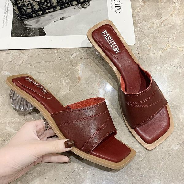 genuine leather slides women 4.5cm high heels mules summer sandals female burgundy clear block low slippers shoes, Black
genuine leather slides women 4.5cm high heels mules summer sandals female burgundy clear block low slippers shoes, Black