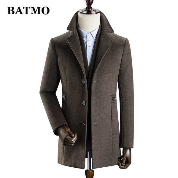 batmo arrival winter wool thicked trench coat men,men's wool thicked jackets ,k627 211011, Tan;black