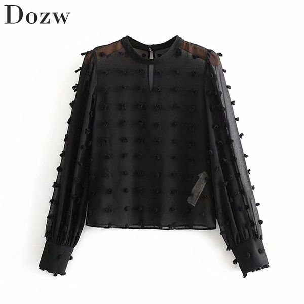 women transparent dot blouses shirts o-neck long sleeve stylish shirt tunic chic see through black chiffon blouse blusas 210515, White
women transparent dot blouses shirts o-neck long sleeve stylish shirt tunic chic see through black chiffon blouse blusas 210515, White