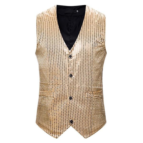 men's vests shiny gold sequins dj club prom dress vest men tuxedo 2021 brand party wedding stage dance waistcoat coletes masculino, Black;white
men's vests shiny gold sequins dj club prom dress vest men tuxedo 2021 brand party wedding stage dance waistcoat coletes masculino, Black;white