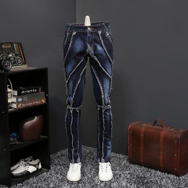 men's jeans shredded men's jeans streetwear classic blue fashion thin male fit worn straight punk-style vxbm
men's jeans shredded men's jeans streetwear classic blue fashion thin male fit worn straight punk-style vxbm