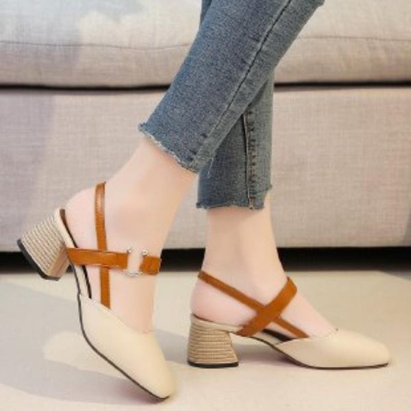 sandals back strap summer buns women chunky heels round head high white medium beige single shoes ladies, Black
sandals back strap summer buns women chunky heels round head high white medium beige single shoes ladies, Black