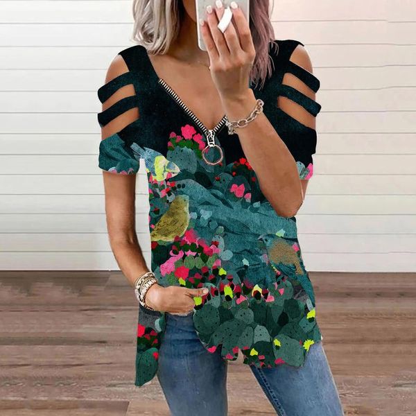 women's t-shirt flower print t shirt for women casual hollow short sleeve zipper v-neck ladies kleding vrouwen loose tshirt koszulki, White
women's t-shirt flower print t shirt for women casual hollow short sleeve zipper v-neck ladies kleding vrouwen loose tshirt koszulki, White