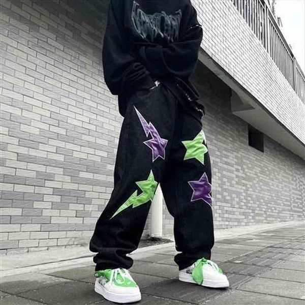 fashion men trend national tide womens jean hip hop street lightning five-pointed star patch loose casual wide-leg hiphop, Blue
fashion men trend national tide womens jean hip hop street lightning five-pointed star patch loose casual wide-leg hiphop, Blue