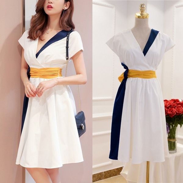 arrival women's fashion summer sleeveless v-neck dresses elegance white sashes midi patchwork dress clothing 210514, Black;gray
arrival women's fashion summer sleeveless v-neck dresses elegance white sashes midi patchwork dress clothing 210514, Black;gray
