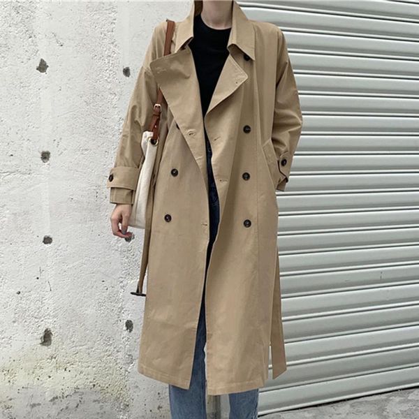 women's trench coats windbreaker autumn korean coat women over the knee mid-length long double breasted sleeves female maxi 2021, Tan;black
women's trench coats windbreaker autumn korean coat women over the knee mid-length long double breasted sleeves female maxi 2021, Tan;black