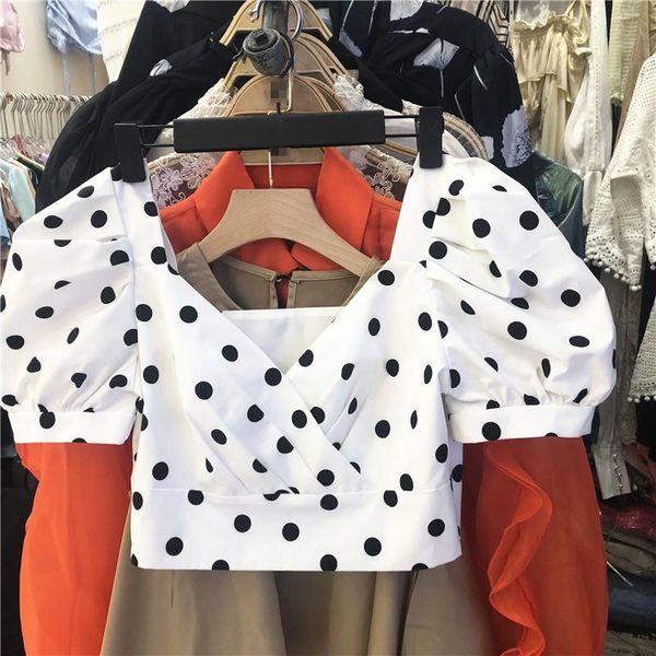 women's blouses & shirts polka dot shirt for women crop 2021 summer korean-style pullover blouse ladies blusas, White
women's blouses & shirts polka dot shirt for women crop 2021 summer korean-style pullover blouse ladies blusas, White