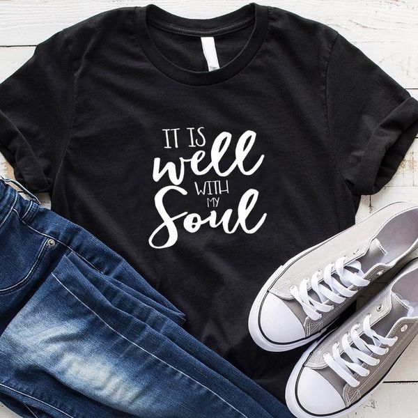 women t shirt slogan girl tees christian bible casual summer it is well with my soul t-shirt 90s women's, White
women t shirt slogan girl tees christian bible casual summer it is well with my soul t-shirt 90s women's, White