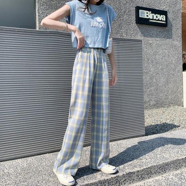 women's pants & capris spring girls plaid sports leisure straight high waist wide leg harajuku trousers women loose sweatpants pantalon, Black;white
women's pants & capris spring girls plaid sports leisure straight high waist wide leg harajuku trousers women loose sweatpants pantalon, Black;white