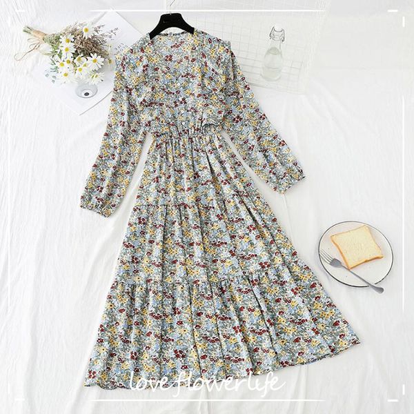spring v neck floral print ruffle chiffon dress button long sleeve elastic waist elegant women mid-calf dress 210521, Black;gray
spring v neck floral print ruffle chiffon dress button long sleeve elastic waist elegant women mid-calf dress 210521, Black;gray