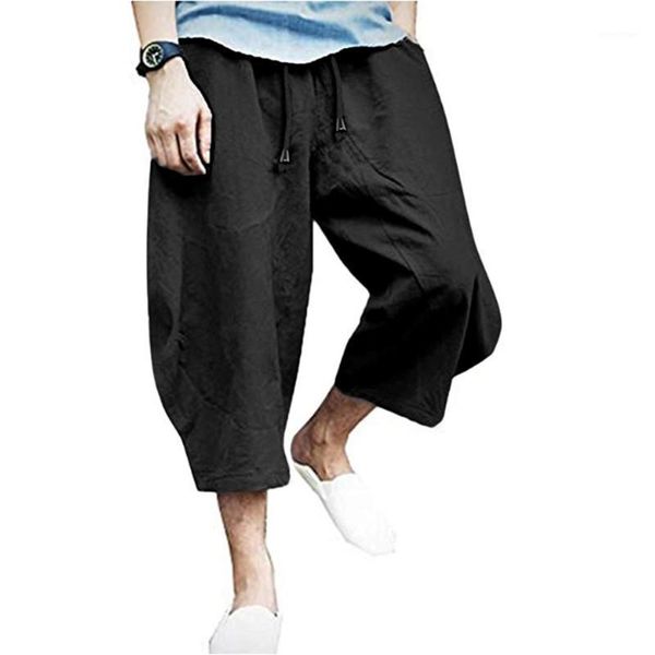 men's pants summer linen cropped cross fashion wide-legged baggy casual loose big pocket drawstring trousers, Black
men's pants summer linen cropped cross fashion wide-legged baggy casual loose big pocket drawstring trousers, Black
