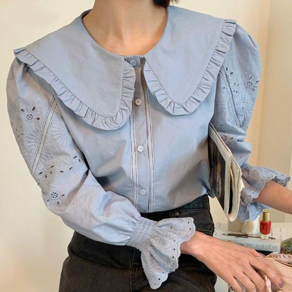 doll collar long sleeve blouse women draped design single breast blusas spring 2021 loose solid ol shirt feminino women's blouses & shi, White
doll collar long sleeve blouse women draped design single breast blusas spring 2021 loose solid ol shirt feminino women's blouses & shi, White