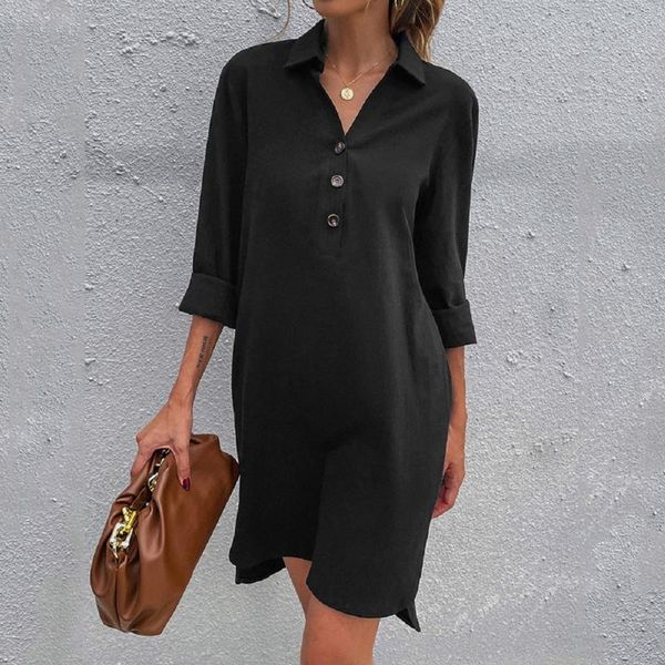 casual dresses 2021 high-quality autumn solid color single-breasted lapel long-sleeved loose european and american dress women, Black;gray
casual dresses 2021 high-quality autumn solid color single-breasted lapel long-sleeved loose european and american dress women, Black;gray