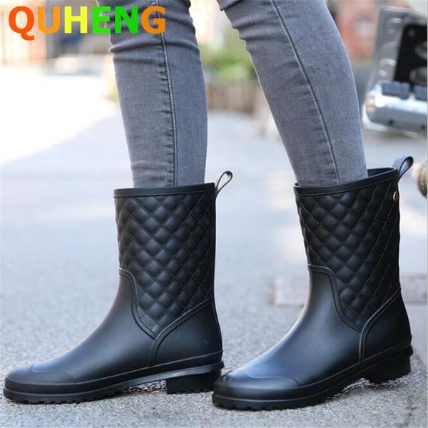 boots women's rain water shoes non-slip mid-tube grid fashion wear-resistant casual rubber zapatos de mujer, Black
boots women's rain water shoes non-slip mid-tube grid fashion wear-resistant casual rubber zapatos de mujer, Black