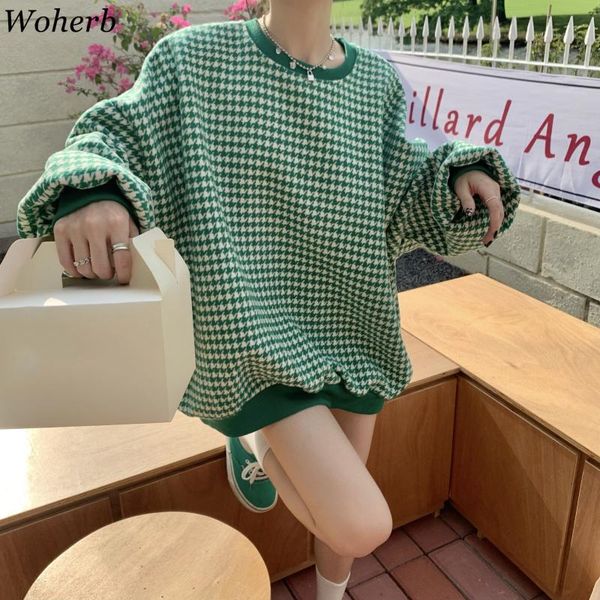 women's hoodies & sweatshirts woherb korean sweatshirt women o-neck long sleeve fashion plaid pullovers oversized mujer loose casual y, Black
women's hoodies & sweatshirts woherb korean sweatshirt women o-neck long sleeve fashion plaid pullovers oversized mujer loose casual y, Black