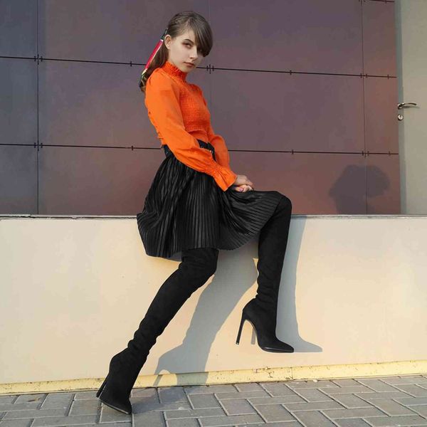 boots qutaa winter over the knee women stretch fabrics high heel slip on shoes pointed toe woman long size 34-43 n603, Black
boots qutaa winter over the knee women stretch fabrics high heel slip on shoes pointed toe woman long size 34-43 n603, Black