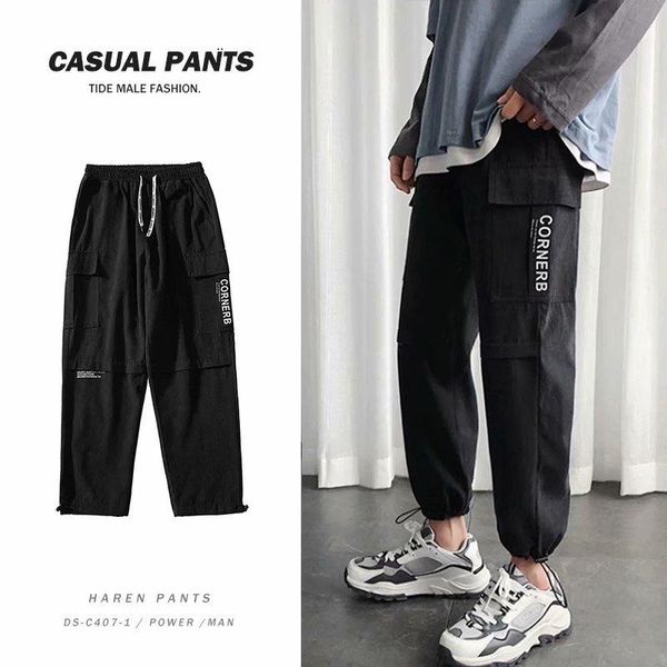 fashion casual streetwear pants men's side pockets cargo harem 2021 ribbons black hip hop male joggers trousers
fashion casual streetwear pants men's side pockets cargo harem 2021 ribbons black hip hop male joggers trousers