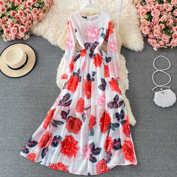 women white chiffon floral long dress beach holiday vestidos elegant round neck a-line big swing printed vestidos female summer y0603, Black;gray
women white chiffon floral long dress beach holiday vestidos elegant round neck a-line big swing printed vestidos female summer y0603, Black;gray