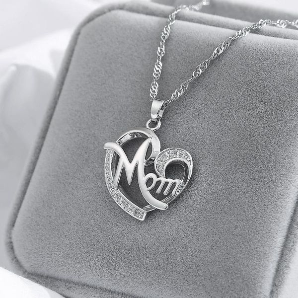 pendant necklaces heart shaped mom colored diamonds necklace jewelry mother's day gift for femme, Silver
pendant necklaces heart shaped mom colored diamonds necklace jewelry mother's day gift for femme, Silver
