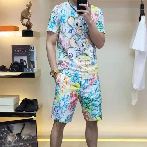 2021 fashion tide brand men's sportswear round neck t-shirt five-point shorts two-piece short-sleeved top, Gray
2021 fashion tide brand men's sportswear round neck t-shirt five-point shorts two-piece short-sleeved top, Gray